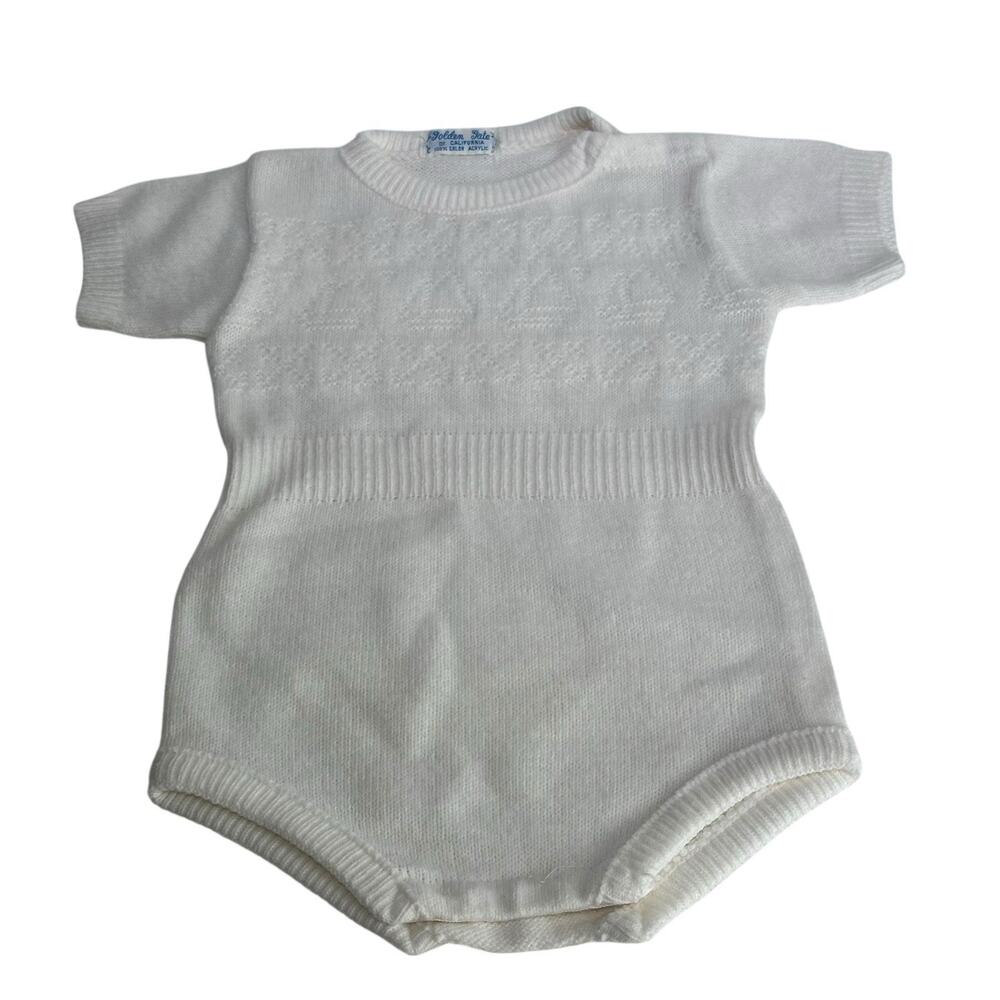 golden gate of california white knit baby Short Sleeve Snap Button